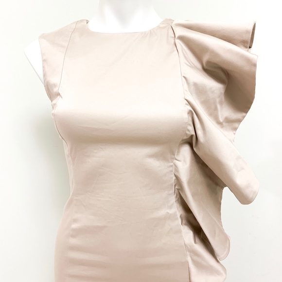 French Connection Dress Sheath Ruffle  Dress beige - Picture 3 of 8